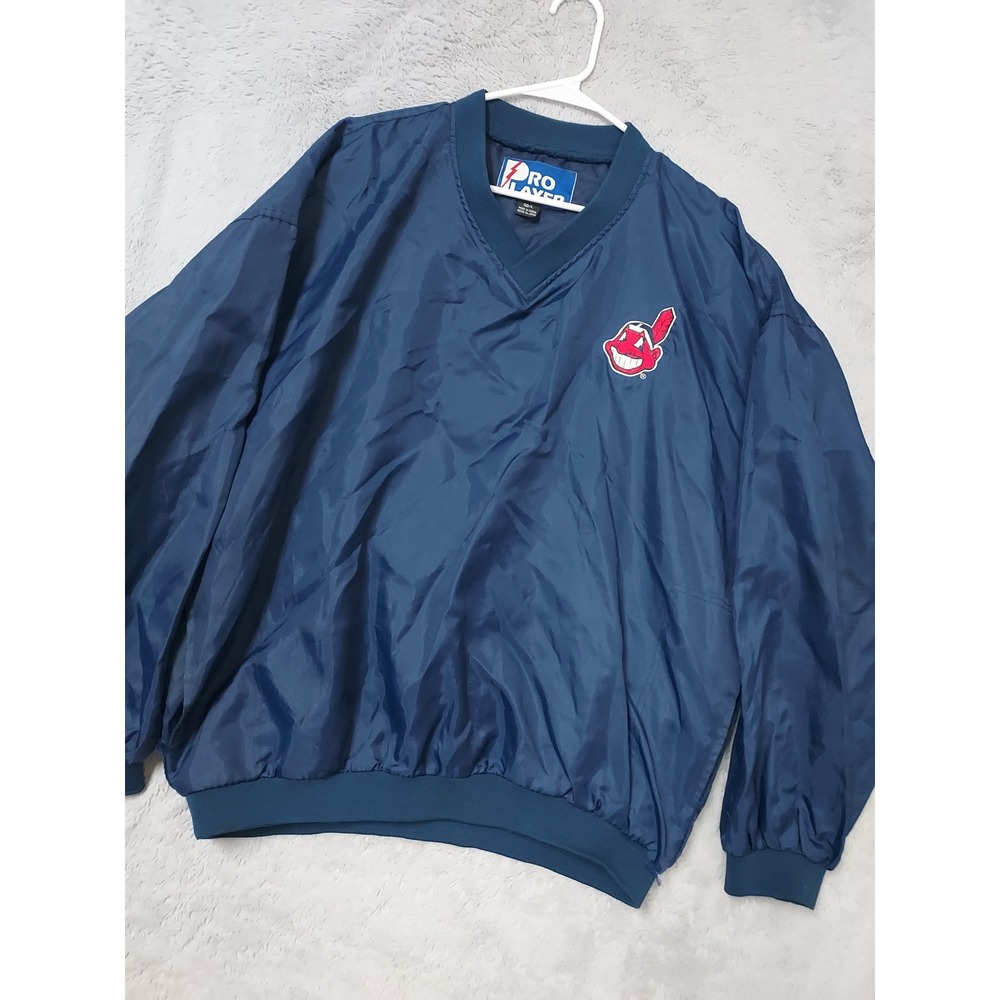 Vintage Cleveland Indians Jacket Mens Large Pro Layer Chief Wahoo MLB Blue Lined